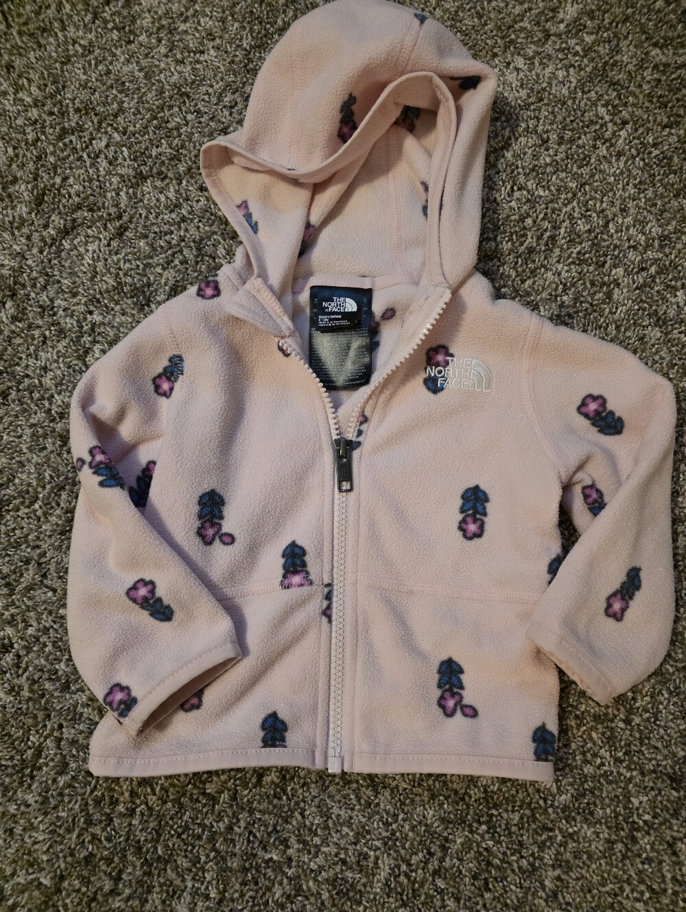 The North Face Light Pink Floral Fleece Hoodie for Kids